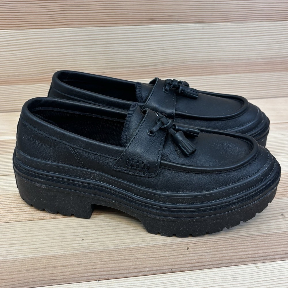Converse Chuck Taylor All Star Lugged Heel Loafers Black Leather Womens 7.5